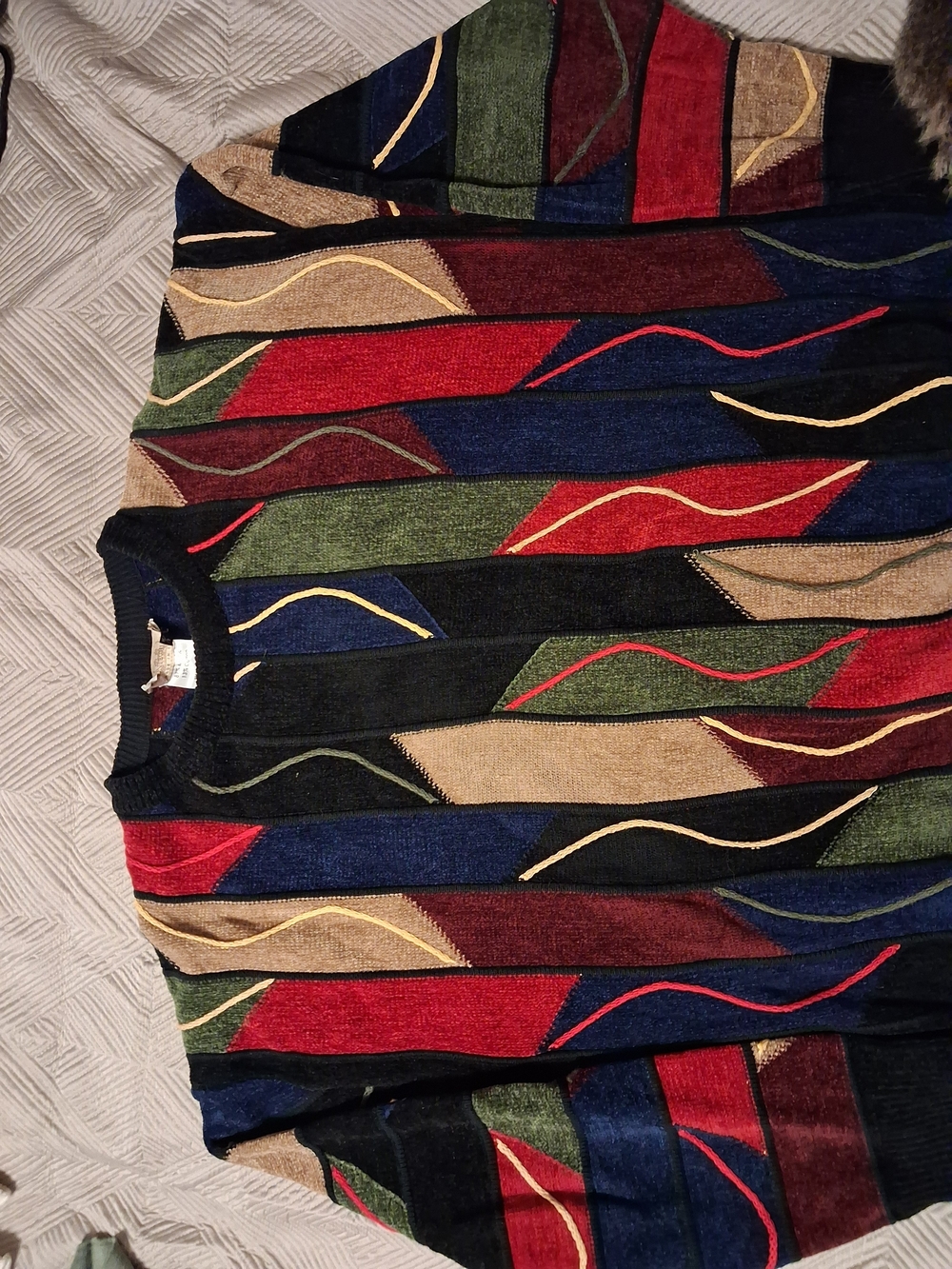 Men's Multicolor Patterned Sweater - Crewneck